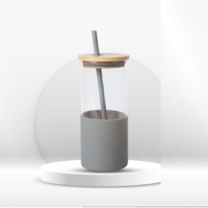 Eco Glass Tumbler with Bamboo Lid & Straw
