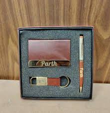 Personalized Leather Wallet & Keychain Gift Set